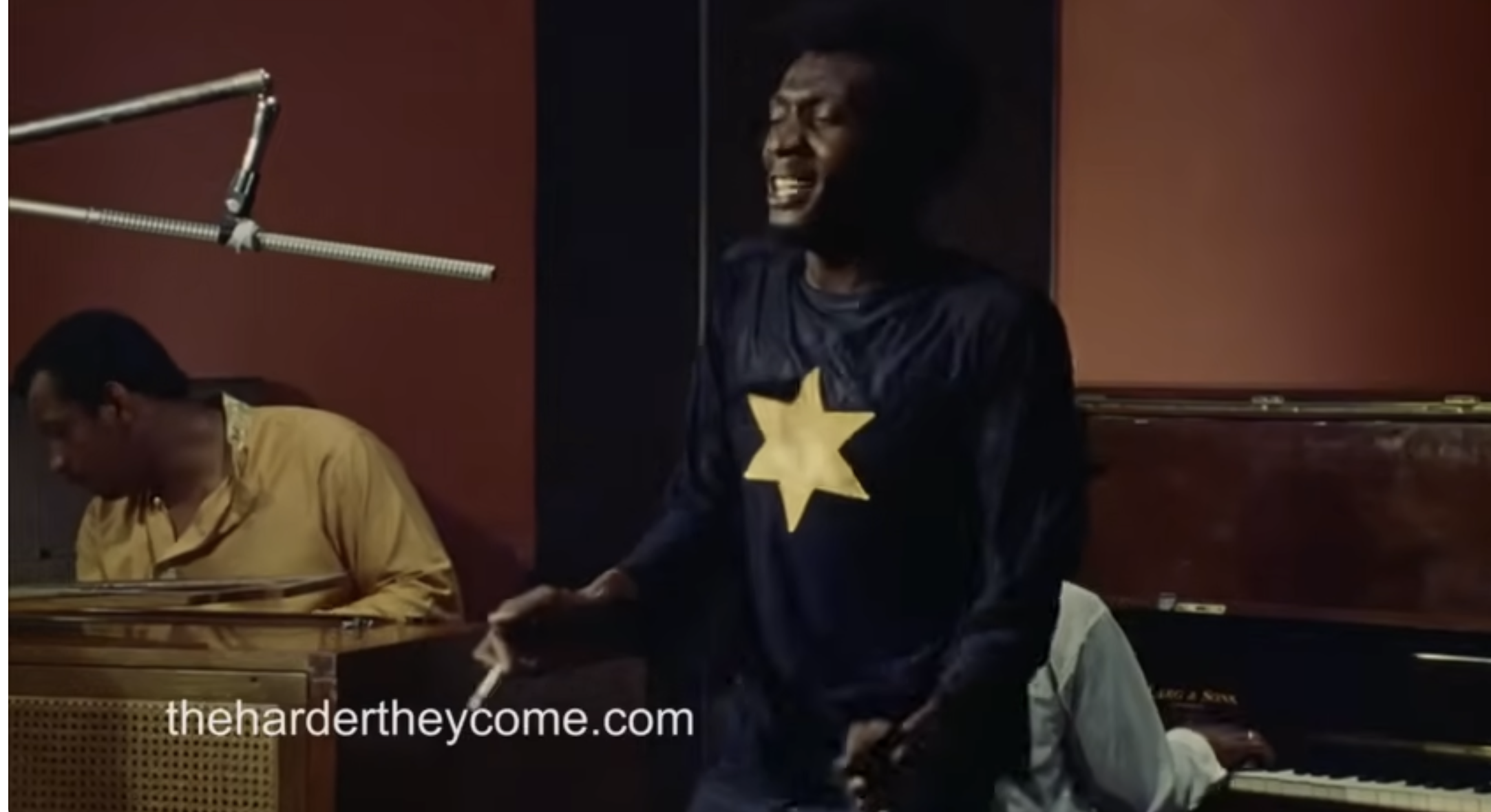 Jimmy Cliff singing in the recording studio