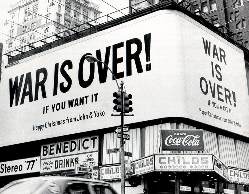 War is over billboard in Times Square